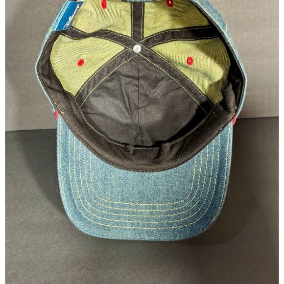 Disney Mickey Mouse Denim Hat Adjustable Cap Red Trim Vintage Style - Picture 6 of 6